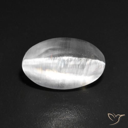1.42 ct White Sillimanite Cat's Eye Stone, Natural Sillimanite Cat's Eye in Oval Cabochon Shape for Sale