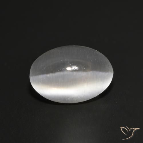 1.16 ct White Sillimanite Cat's Eye Stone, Natural Sillimanite Cat's Eye in Oval Cabochon Shape for Sale