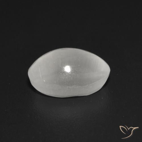 Sillimanite Cat's Eye Gemstone in 7.4 x 5.1 mm Size for Sale, Sillimanite Cat's Eye Stone in White Color
