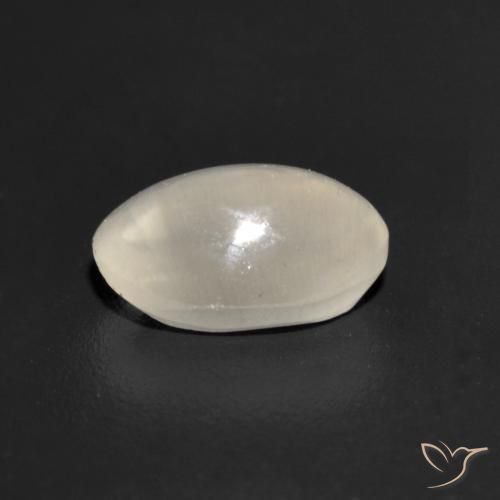 Sillimanite Cat's Eye Gemstone in 7.6 x 5.3 mm Size for Sale, Sillimanite Cat's Eye Stone in Very Light Grey Color