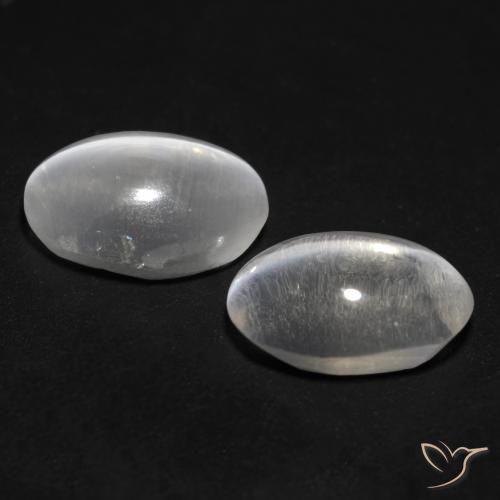 Sillimanite Cat's Eye Gemstones in 7.4 x 5 mm Size for Sale, Sillimanite Cat's Eye Stones in Clear White Color