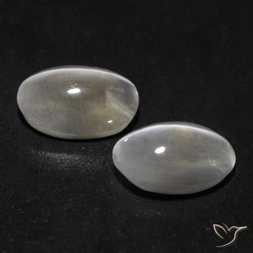 Sillimanite Cat's Eye Gemstones in 7.4 x 5.1 mm Size for Sale, Sillimanite Cat's Eye Stones in Very Light Grey Color