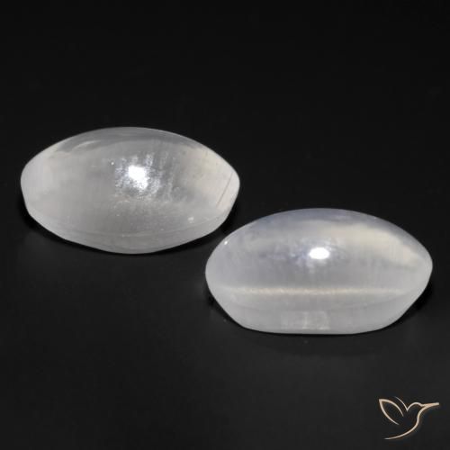 Sillimanite Cat's Eye Gemstones in 6.8 x 4.5 mm Size for Sale, Sillimanite Cat's Eye Stones in White Color