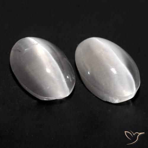 1.70ctw Natural Very Light Grey Sillimanite Cat's Eye, Oval, Transparent
