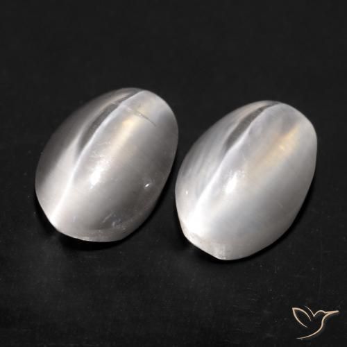 1.70 ctw Gray Sillimanite Cat's Eye Stones, Natural Sillimanite Cat's Eye in Oval Cabochon Shape for Sale