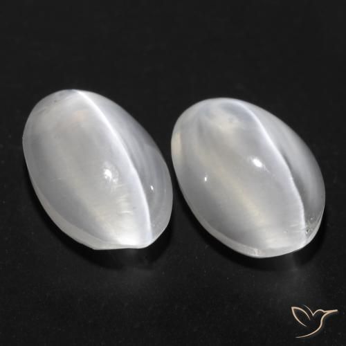 2.20 ctw White Sillimanite Cat's Eye Stones, Natural Sillimanite Cat's Eye in Oval Cabochon Shape for Sale