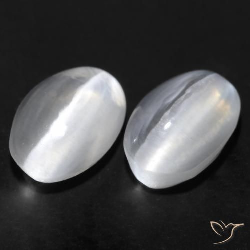 2.23 ctw White Sillimanite Cat's Eye Stones, Natural Sillimanite Cat's Eye in Oval Cabochon Shape for Sale