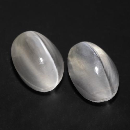 Very Light Grey Sillimanite Cat's Eye Gem - 1.2ct Oval Cabochon (ID: 537149)