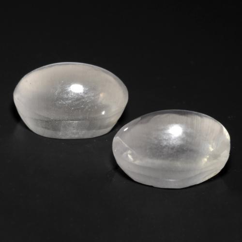 Sillimanite Cat's Eye Gemstones in 7 x 5 mm (calibrated) Size for Sale, Sillimanite Cat's Eye Stones in Very Light Grey Color
