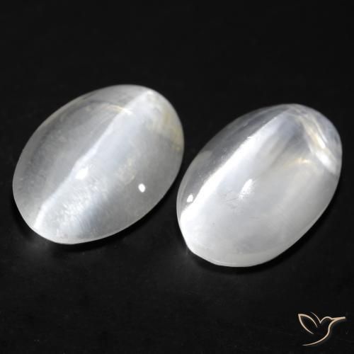 2.46ctw Natural White Sillimanite Cat's Eye, Oval, Transparent
