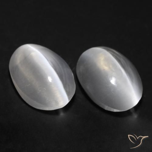 1.77ctw Natural White Sillimanite Cat's Eye, Oval, Transparent