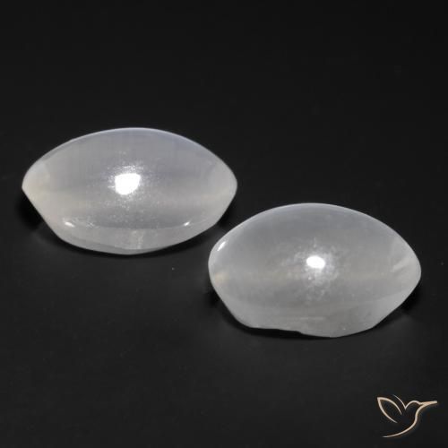 Sillimanite Cat's Eye Gemstones in 6.6 x 4.7 mm Size for Sale, Sillimanite Cat's Eye Stones in White Color