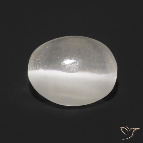 1.08ct Natural Very Light Grey Sillimanite Cat's Eye, Oval, Transparent