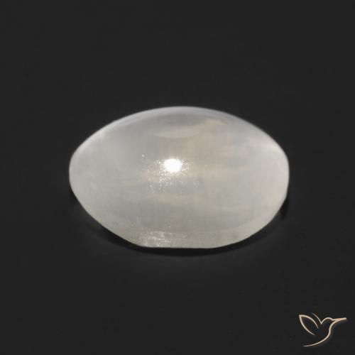 Sillimanite Cat's Eye Gemstone in 7 x 5.6 mm Size for Sale, Sillimanite Cat's Eye Stone in Very Light Grey Color
