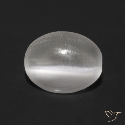 0.89ct Natural Very Light Grey Sillimanite Cat's Eye, Oval, Transparent