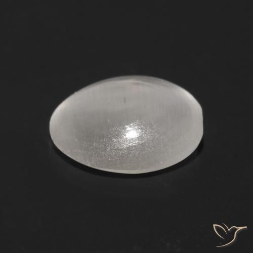 Sillimanite Cat's Eye Gemstone in 6.8 x 5.5 mm Size for Sale, Sillimanite Cat's Eye Stone in Very Light Grey Color