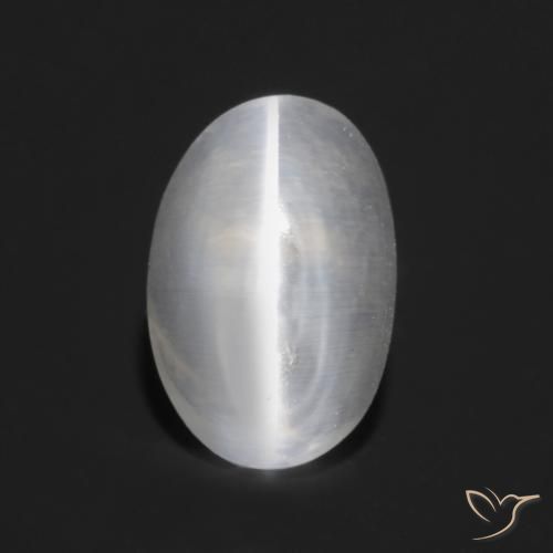 1.23ct Natural Very Light Grey Sillimanite Cat's Eye, Oval, Transparent