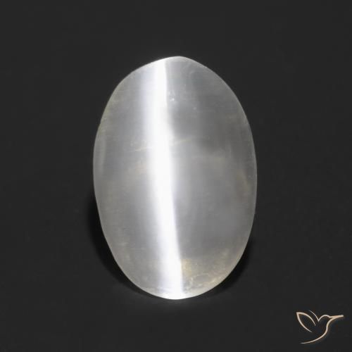 0.81ct Natural Very Light Grey Sillimanite Cat's Eye, Oval, Transparent