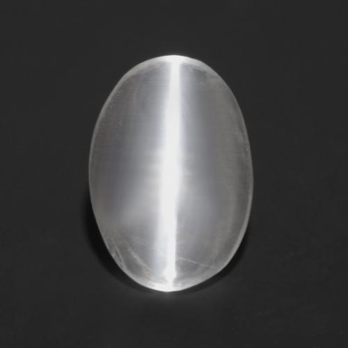 Very Light Grey Sillimanite Cat's Eye Gem - 0.8ct Oval Cabochon (ID: 551045)