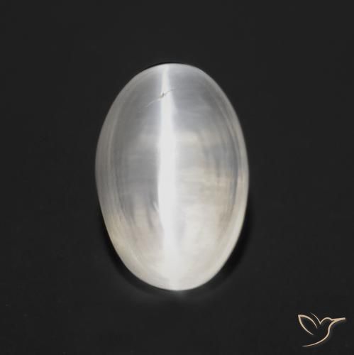 1.19 ct White Sillimanite Cat's Eye Stone, Natural Sillimanite Cat's Eye in Oval Cabochon Shape for Sale