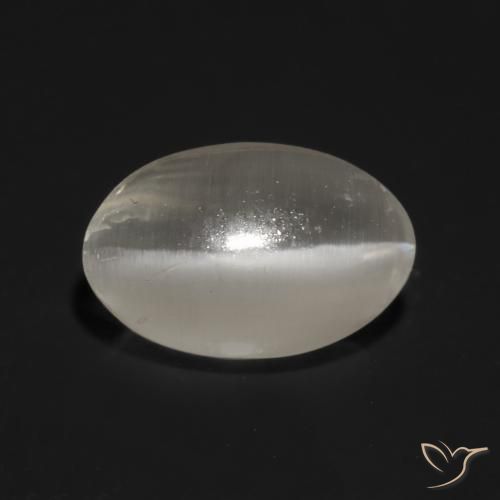 1.03ct Natural Very Light Grey Sillimanite Cat's Eye, Oval, Transparent