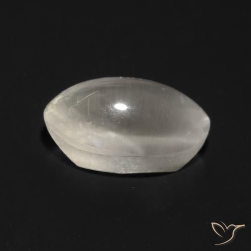 Sillimanite Cat's Eye Gemstone in 7.3 x 4.7 mm Size for Sale, Sillimanite Cat's Eye Stone in Very Light Grey Color