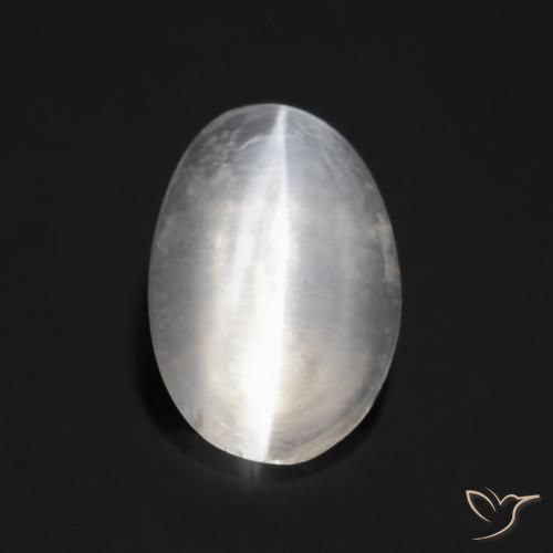 1.05ct Natural Very Light Grey Sillimanite Cat's Eye, Oval, Transparent