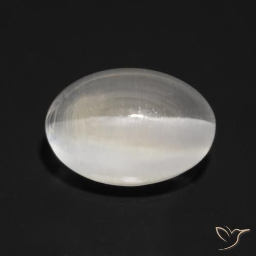 1.30ct Natural Very Light Grey Sillimanite Cat's Eye, Oval, Transparent