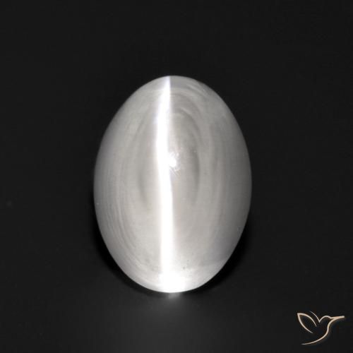 Blanco Silimanita Ojo de Gato Gema - 1.3ct Cabujón Óvalo (ID: 551259)
