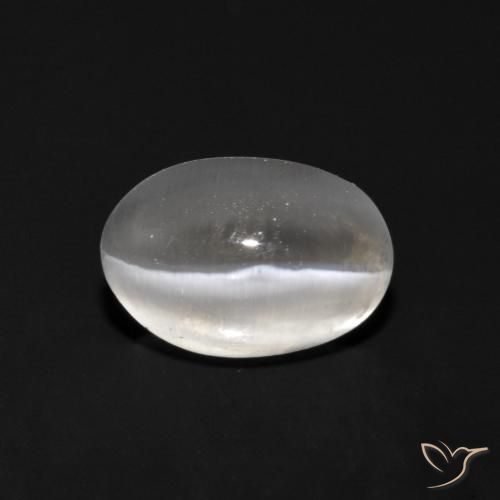 1.07 ct White Sillimanite Cat's Eye Stone, Natural Sillimanite Cat's Eye in Oval Cabochon Shape for Sale