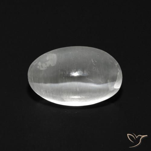 1.15 ct White Sillimanite Cat's Eye Stone, Natural Sillimanite Cat's Eye in Oval Cabochon Shape for Sale
