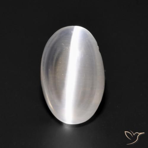 Very Light Grey Силлиманит Кошачий Глаз Камень - 1.1ct Овал Кабошон (ID: 551265)