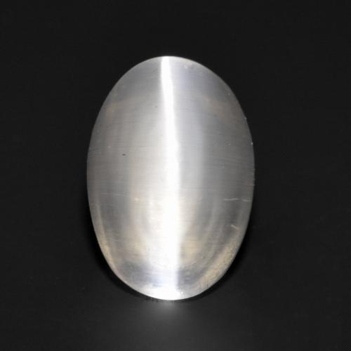 Very Light Grey Sillimanit-Katzenauge Edelstein - 1.1ct Oval Cabochon (ID: 551266)