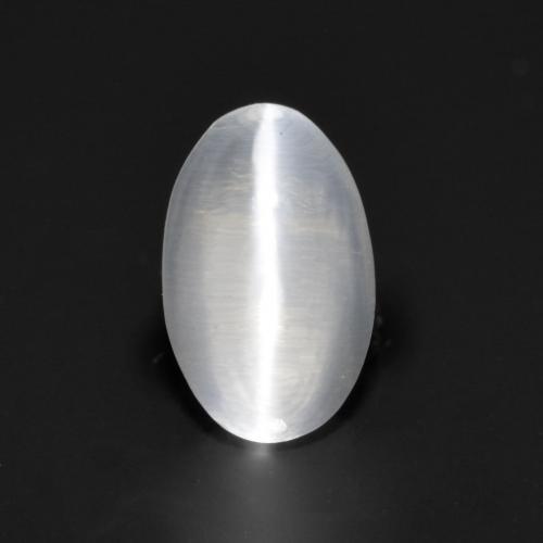 0.81 ct White Sillimanite Cat's Eye Gemstone, Sillimanite Cat's Eye Gem in Oval Cabochon Shape for Sale.