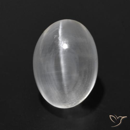 7,2 x 5,3mm ovaler weißer Sillimanit-Katzenauge aus Madagaskar, Gewicht von 1,63 ct, natürlicher Edelstein in Transparent Reinheit, 1 Stück ovaler Sillimanit-Katzenauge - Farbe: Klares Weiß, Mohs-Härte von 6,5 - 7,5 Geeignet für den täglichen Gebrauch im Schmuck, Photo A
