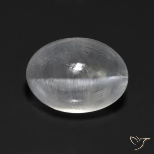 1.63 ct White Sillimanite Cat's Eye Stone, Natural Sillimanite Cat's Eye in Oval Cabochon Shape for Sale
