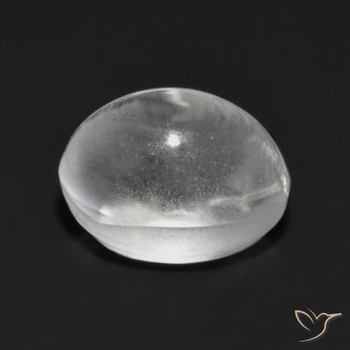 Sillimanite Cat's Eye Gemstone in 7.2 x 5.3 mm Size for Sale, Sillimanite Cat's Eye Stone in Clear White Color