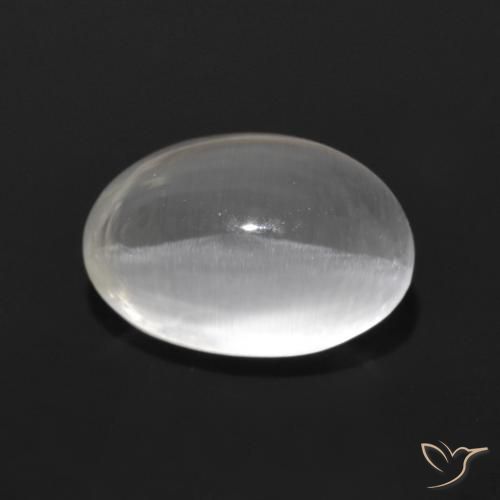 1.29ct Natural Clear White Sillimanite Cat's Eye, Oval, Transparent