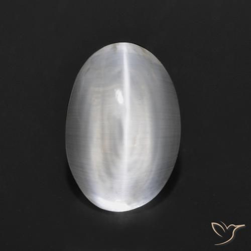 1.29 ct White Sillimanite Cat's Eye Stone, Natural Sillimanite Cat's Eye in Oval Cabochon Shape for Sale