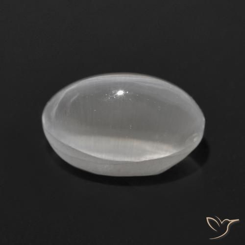 Sillimanite Cat's Eye Gemstone in 7.4 x 5 mm Size for Sale, Sillimanite Cat's Eye Stone in Clear White Color