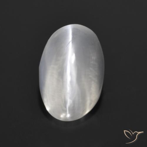 1.40ct Natural Clear White Sillimanite Cat's Eye, Oval, Transparent