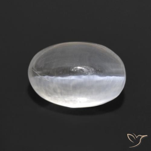 1.40 ct White Sillimanite Cat's Eye Stone, Natural Sillimanite Cat's Eye in Oval Cabochon Shape for Sale