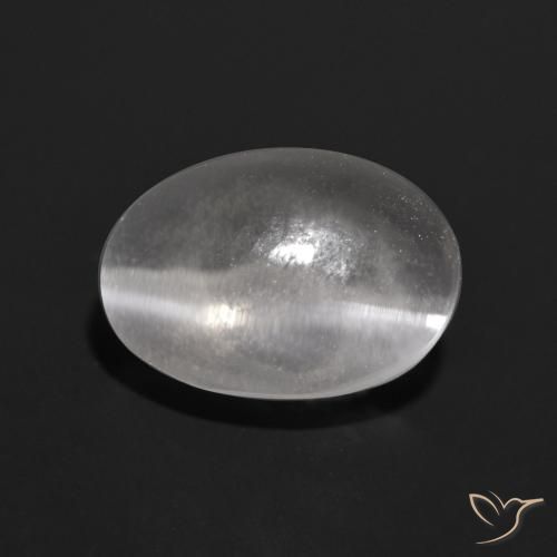 1.39 ct White Sillimanite Cat's Eye Stone, Natural Sillimanite Cat's Eye in Oval Cabochon Shape for Sale