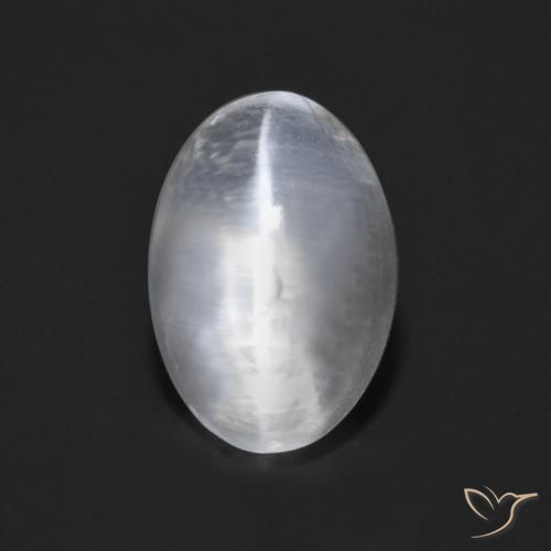 1.49 ct White Sillimanite Cat's Eye Stone, Natural Sillimanite Cat's Eye in Oval Cabochon Shape for Sale