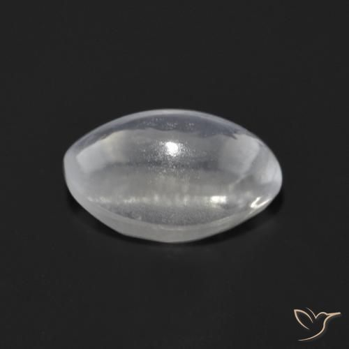 Sillimanite Cat's Eye Gemstone in 7.9 x 5.5 mm Size for Sale, Sillimanite Cat's Eye Stone in Clear White Color