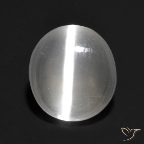 1.30ct Natural White Sillimanite Cat's Eye, Oval, Transparent