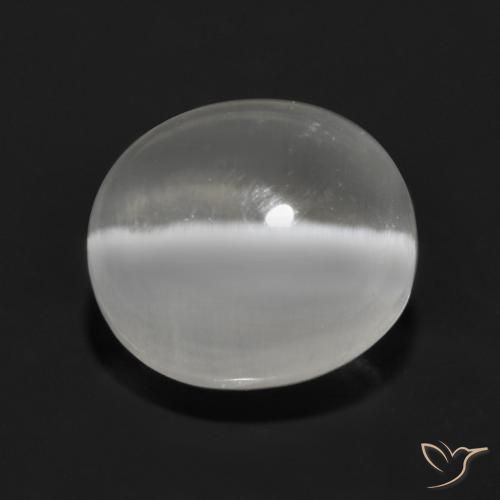 1.30 ct White Sillimanite Cat's Eye Stone, Natural Sillimanite Cat's Eye in Oval Cabochon Shape for Sale