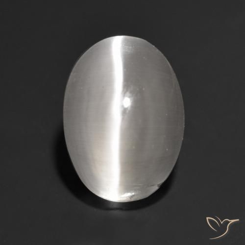 1.34ct Natural Very Light Grey Sillimanite Cat's Eye, Oval, Transparent