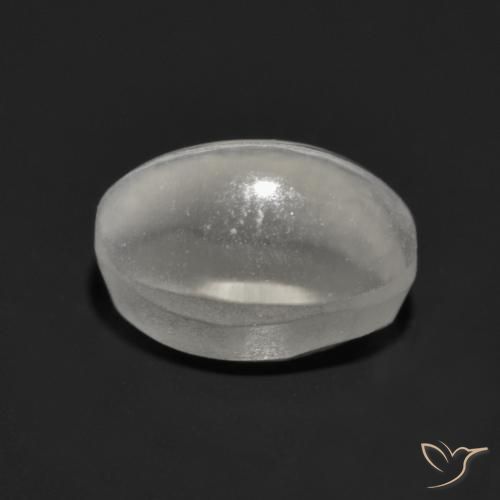 Sillimanite Cat's Eye Gemstone in 7.2 x 5.3 mm Size for Sale, Sillimanite Cat's Eye Stone in Very Light Grey Color