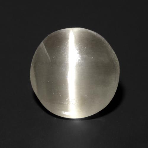 1.06ct Round Very Light Grey Sillimanite Cat's Eye from Madagascar, Dimension 6.2mm, Natural untreated Gemstone, Transparent Clarity, 1pc Round Cabochon Sillimanite Cat's Eye, Mohs Hardness of 6.5 - 7.5 suitable for daily wear jewelry, Photo A